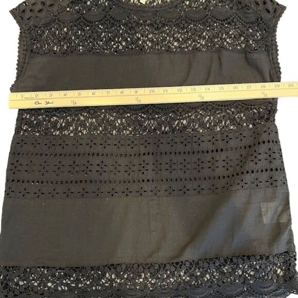 Joie Sigrid Black Eyelet Blouse Cap Sleeve Lacy 100% Cotton Oversized XS - Picture 11 of 13